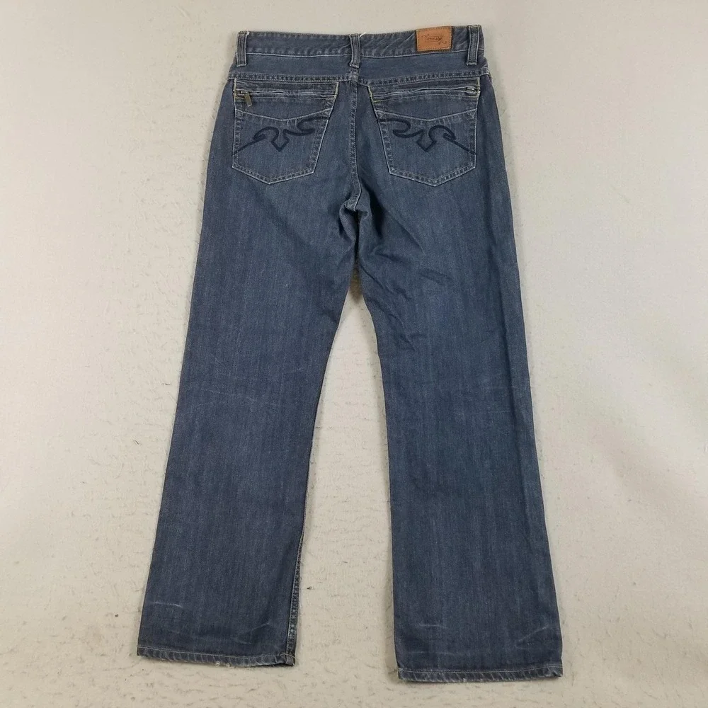 Urban Up Jeans Mens 32x32 Relaxed Straight Denim Zip Pocket Embroidered Pants